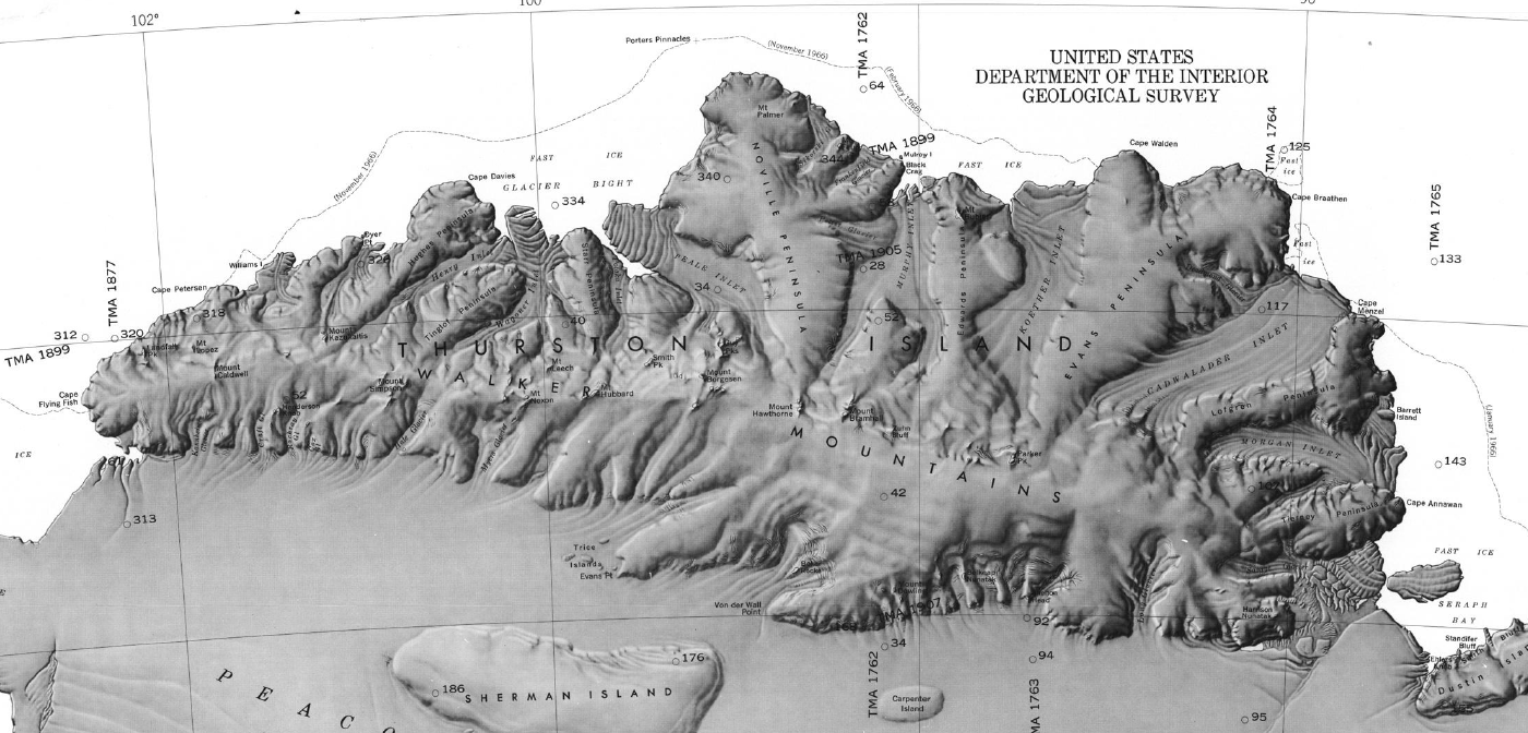 USGS-Karte Thurston Island mit Koether Inlet